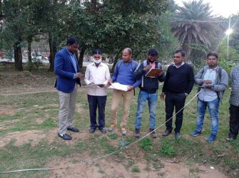 Measurement of encroached land around Morhabadi ground