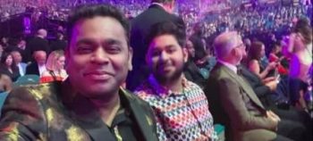 At the 64th Grammy Awards ceremony, composer A. R. Rahman attended