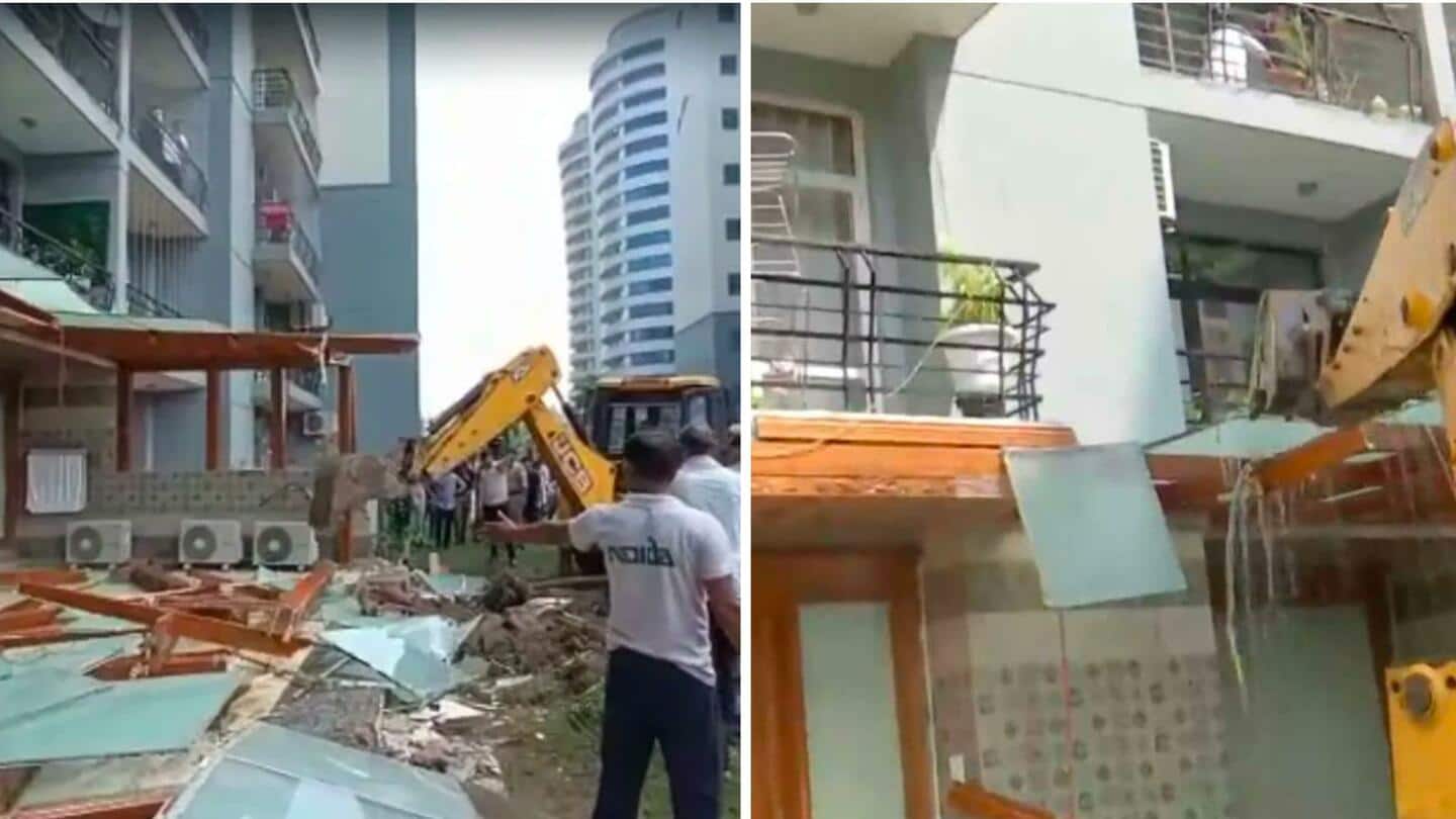 Illegal construction outside the flat of absconding Shrikant Tyagi demolished
