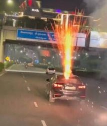 Gurugram Fireworks in the trunk of a moving BMW car to increase followers on Instagram