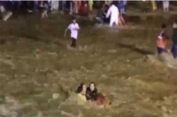 Sudden flood in the river during Durga immersion in Bengal