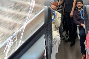 Owaisi narrowly escaped, stone pelted on train while going to Surat, broken glass of windows