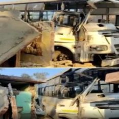 In Haldwani the bus rammed into the Forest Department outpost, many injured