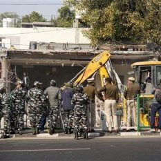 Religious structures on footpath removed amid tight security in central Delhi