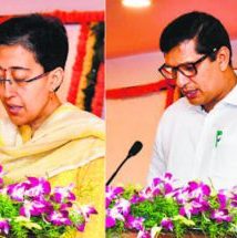 AAP MLAs Saurabh Bhardwaj and Atishi took charge of their respective portfolios.