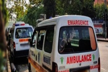 Ambulance carrying patient catches fire in Andhra Pradesh