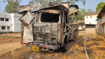 Before the visit of the Home Minister, Naxalite orgy, Poklen - truck arson