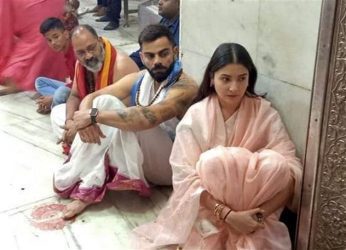 Kohli offers prayers at Mahakaleshwar temple with wife Anushka