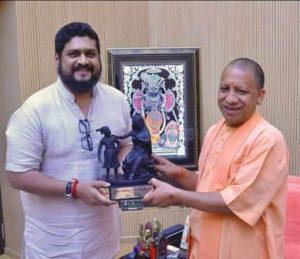 Director Om Raut and producer Bhushan Kumar met UP CM Yogi Adityanath