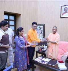 Director Om Raut and producer Bhushan Kumar met UP CM Yogi Adityanath