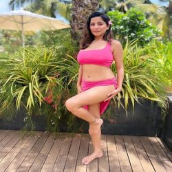 Kate Sharma sets the water on fire wearing a pink bikini