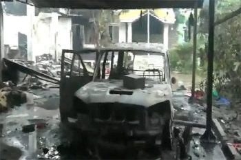 Unidentified people set fire to Union minister's house in Manipur, vehicle burnt to ashes;