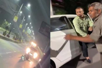 Creepy Car ran over a young man sitting on the middle of the road, the incident of death was recorded LIVE in the camera