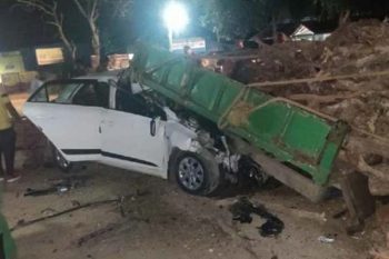 Karnataka Car collided with a tractor standing on the road, three died