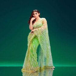 Mouni Roy created panic with her look in green transparent saree