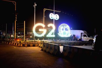 Eco friendly decoration being done on major roads for G20 summit