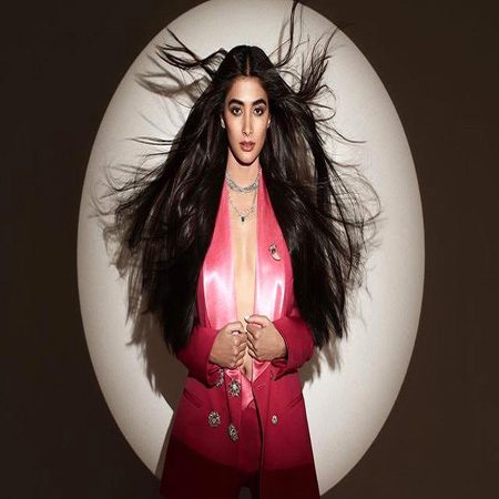 Pooja Hegde did a hot photoshoot wearing a pink blazer, sexy poses focused on the camera