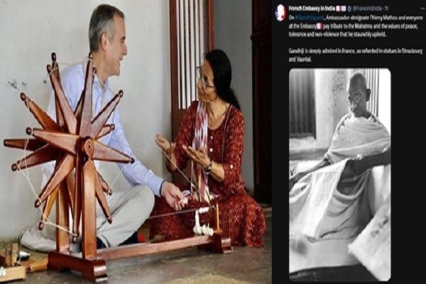 Ambassadors of America and France paid tribute to Mahatma Gandhi