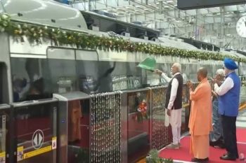 PM Modi flags off the country's first rapid rail, travels with children