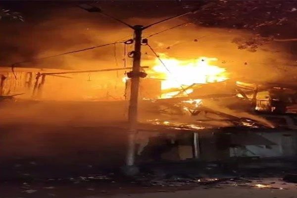 Fire breaks out in the hills above the Kankhu Barrier in Gangotri National Park