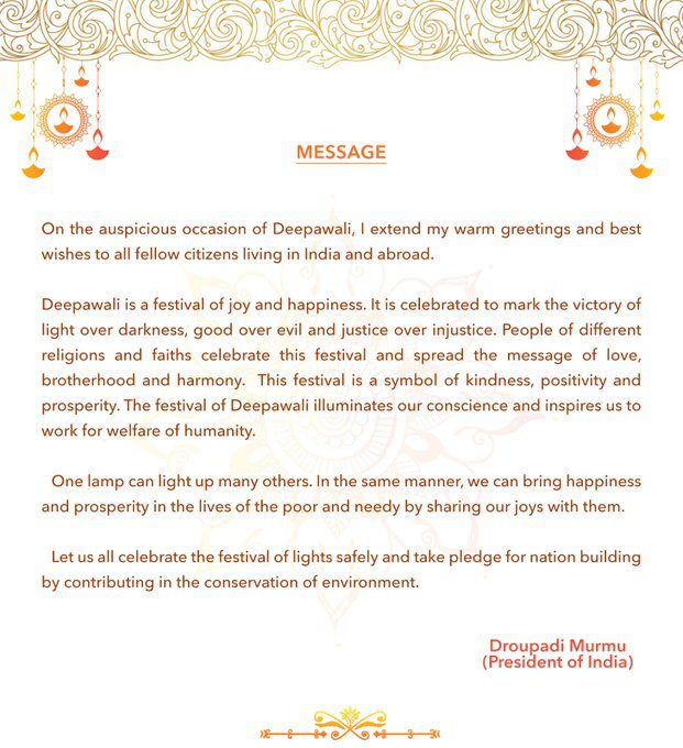 President wished Diwali