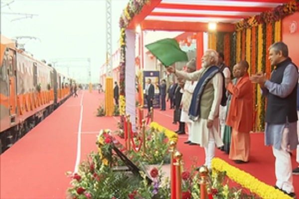 PM Modi inaugurates Maharishi Valmiki International Airport, gives green signal to 8 trains;Ayodhya Dham railway station also dedicated to the public