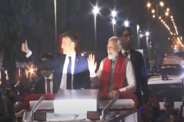 French President Macron reached Jaipur, did a grand road show with PM Modi