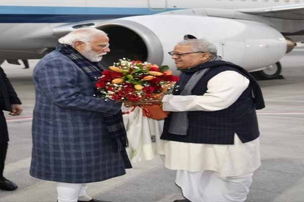 Prime Minister Modi reached Jaipur, welcomed by Governor Mishra and Chief Minister Bhajan Lal at the airport.