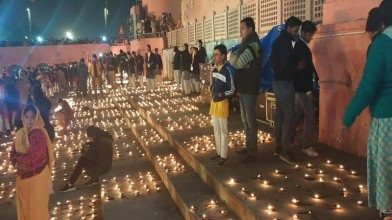 Ram's temple illuminated with millions of lamps