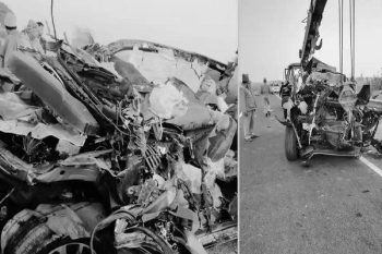 Bharatmala Expressway tragic accident Speeding car crushed under truck, five people of same family died