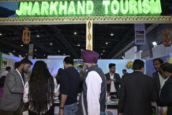 People learned about tourism in Jharkhand Pavilion on the second day of India Expo Center.