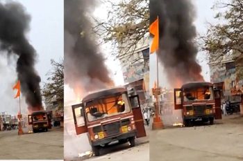 Reservation fire flares up again in Maharashtra, Maratha protesters set transport bus on fire