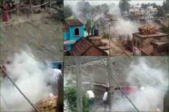 Heavy bombing over wall writing in Murshidabad