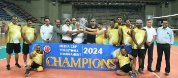 Team Yellow captured the Volleyball Media Cup