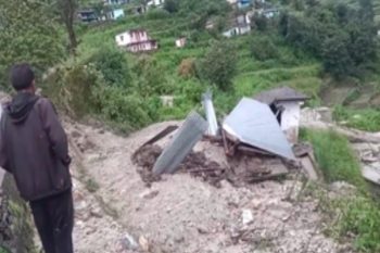 Landslide in Pagano village after heavy rain in Joshimath