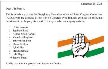 Haryana elections 10 rebel Congress leaders expelled from the party