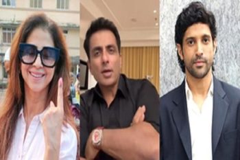 Urmila Matondkar, Sonu Sood and Farhan Akhtar cast their vote