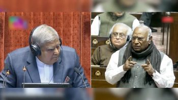 Debate between Rajya Sabha Chairman Jagdeep Dhankhar and Mallikarjun Kharge