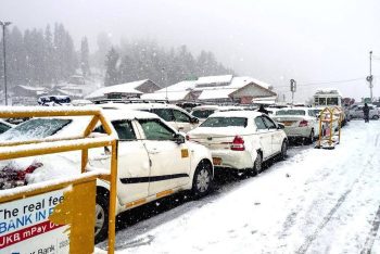 Snowfall, rain and hailstorm in the middle of winter