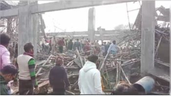 The lintel of an under-construction station collapsed in Kannauj, UP