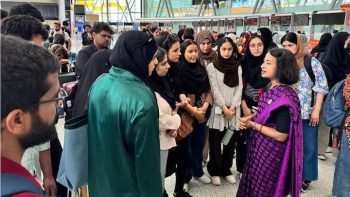 A plane carrying 110 medical students evacuated from Iran reached Delhi