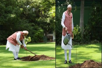 PM Modi planted the vermilion plant received from the women of Kutch