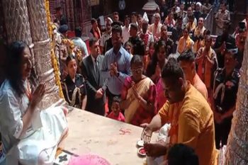 President Draupadi Murmu visited Thakur Banke Bihari Temple in Vrindavan.