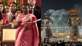 President Draupadi Murmu burnt Ravana, calling 'Operation Sindoor' a victory of humanity over terrorism.