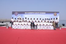 INSV Kaundinya departs on its maiden voyage.