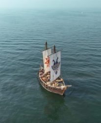 INSV Kaundinya departs on its maiden voyage.