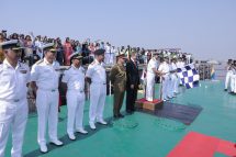 INSV Kaundinya departs on its maiden voyage.