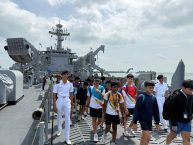 The Indian Navy's first training squadron has arrived at Changi Naval Base in Singapore.