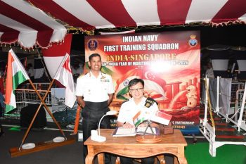 The Indian Navy's first training squadron has departed from Singapore.