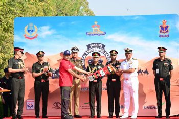Army Chief General Upendra Dwivedi hoisted the flag during the Bharat Ranbhoomi Darshan campaign.